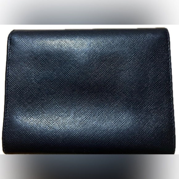 PRADA Saffiano Triangle Hardware Flap Women's Compact Wallet Nero Black - Picture 14 of 14